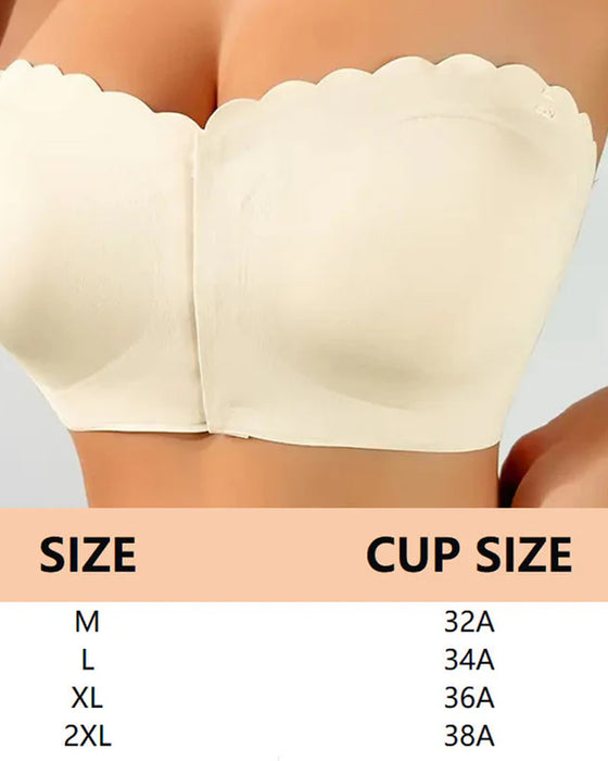 Seamless Front Closure Strapless Bandeau Bra