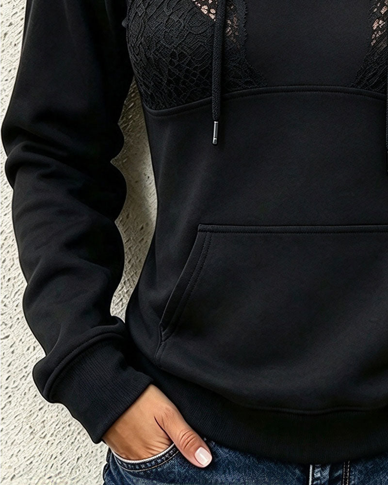 Half Zip Hooded Drawstring Sweatshirt