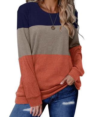 Three-Color Patchwork Long Sleeve Top