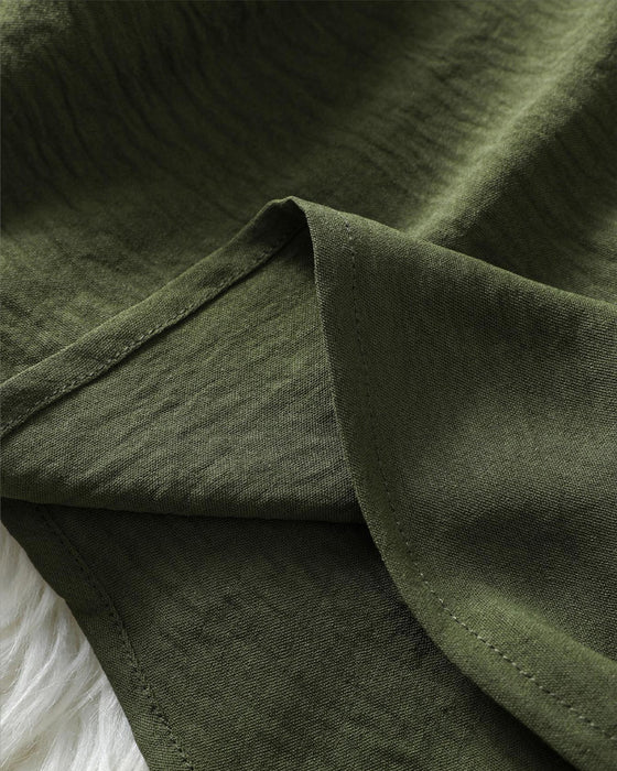 V Neck Irregular Solid Color Long Sleeve Blouse