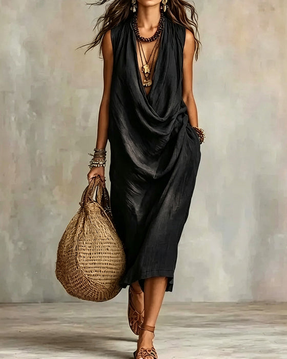 Sleeveless V-Neck Fashion Dress
