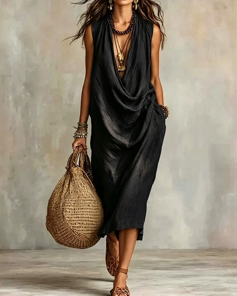 Sleeveless V-Neck Fashion Dress