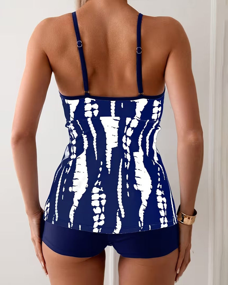 Strappy V-Neck Two-Piece Tankini