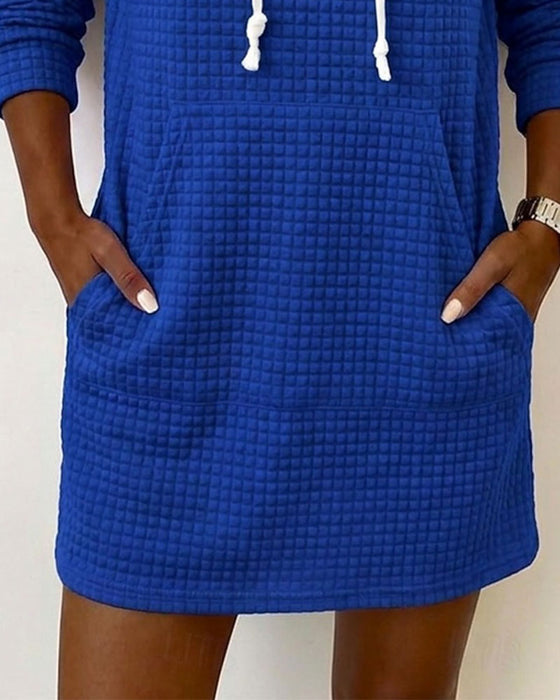 Waffle Hooded Sweatshirt Dress
