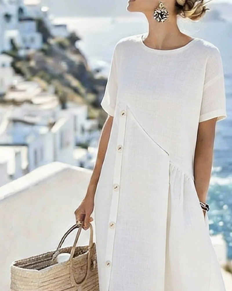 Button Decor Casual Dress