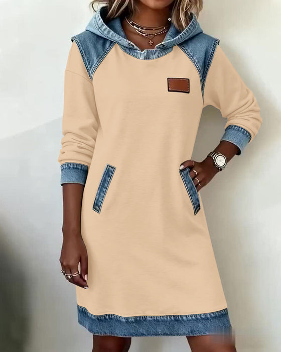 Hooded Paneled Contrast Dress