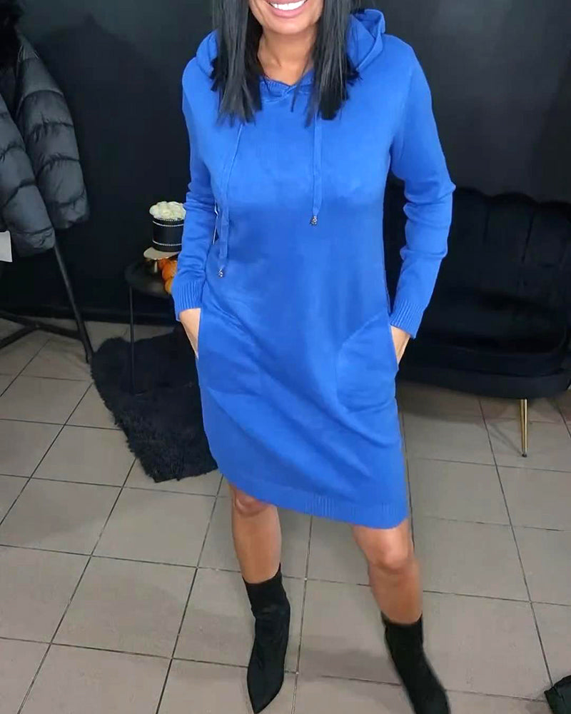 Hooded Drawstring Sweater Dress