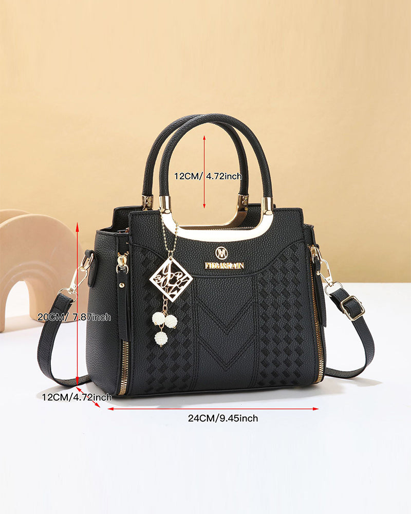 Women's V-Stitched Top-Handle Satchel Bag