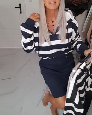 Striped Hooded Casual Set
