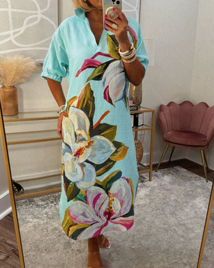 Floral print loose casual dress