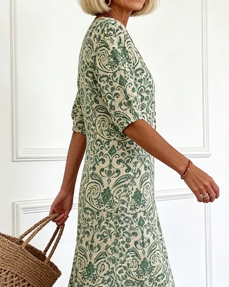 Vintage Floral V-Neck Maxi Dress