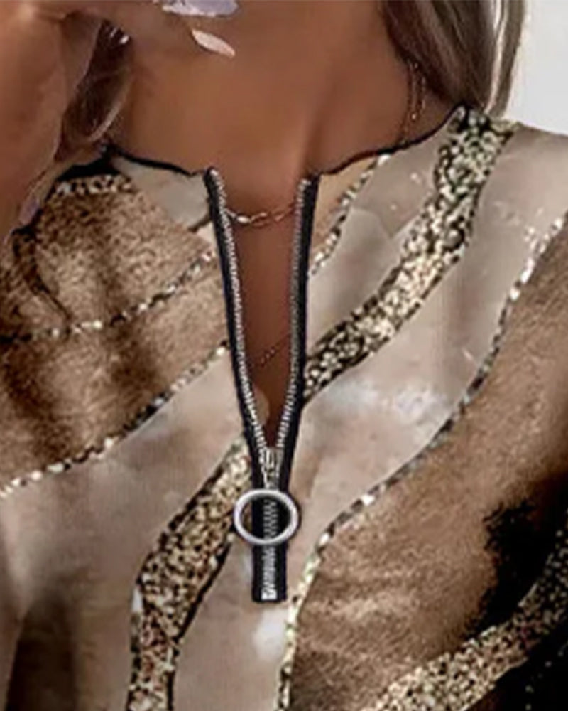 Half-Zip Vintage Print Sweatshirt