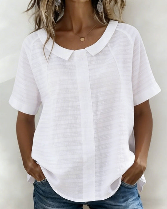 Textured Peter Pan Collar Blouse