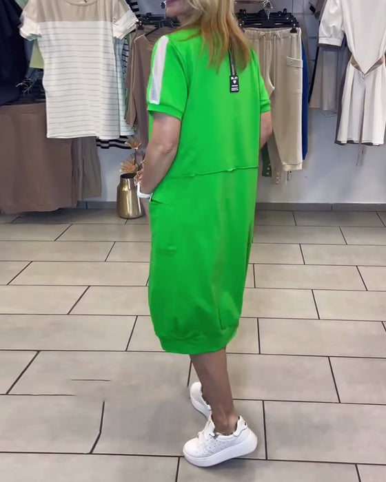 Short Sleeve Printed Shift Dress