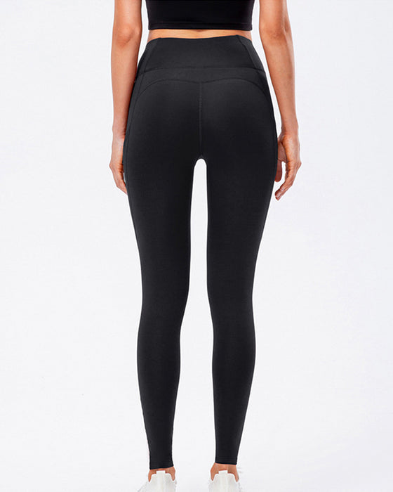 Solid color leggings with fleece pockets