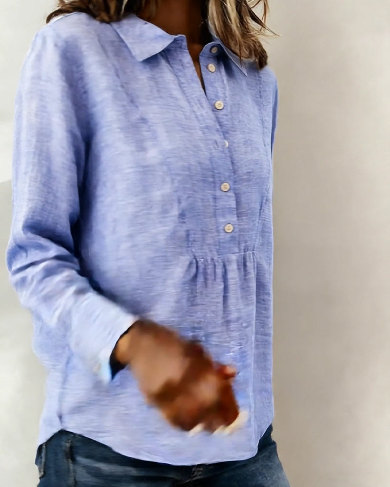 Open-Front Solid Color Lapel Blouse