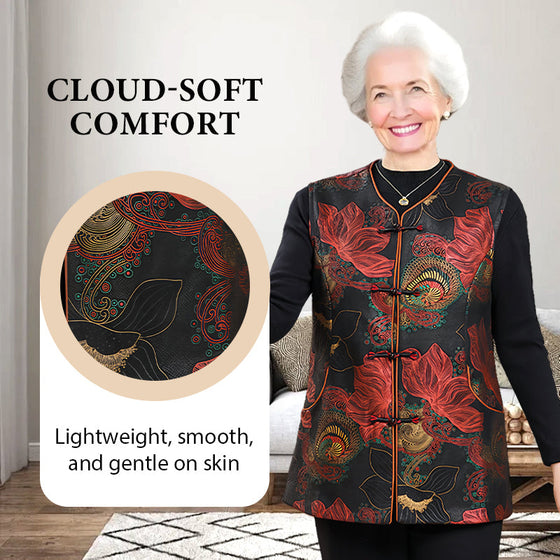 Retro-Chic Oriental Floral Embroidery Vest