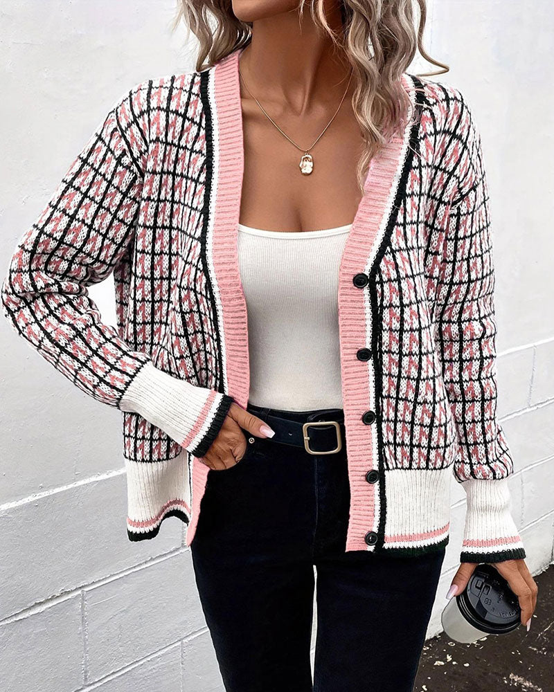 Vintage Plaid Button-Down Cardigan