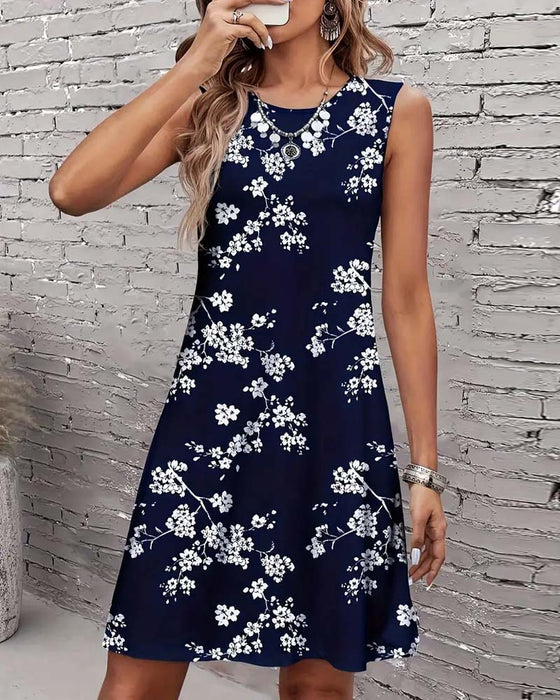 Sleeveless Slim Print Dress