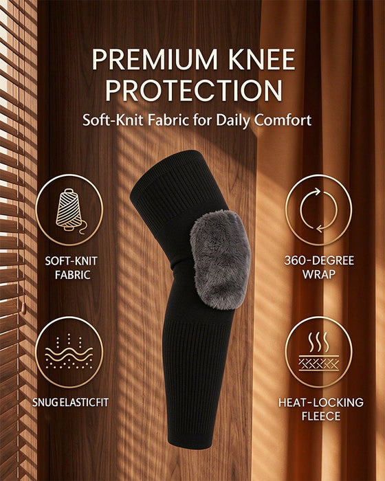 Fleece-Lined Soft-Knit Thermal Knee Warmers