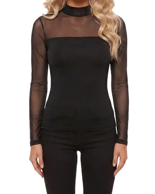 Mesh Fitted Long Sleeve Top