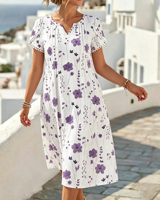 Casual Print Textured Dress