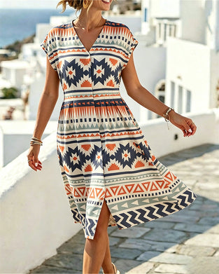 Casual V-Neck Dropped Shoulder Dress