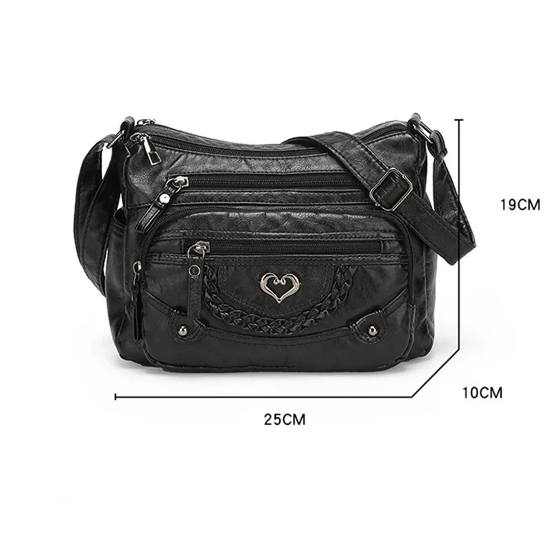 Women's Soft PU Leather Multi-Pocket Crossbody Bag