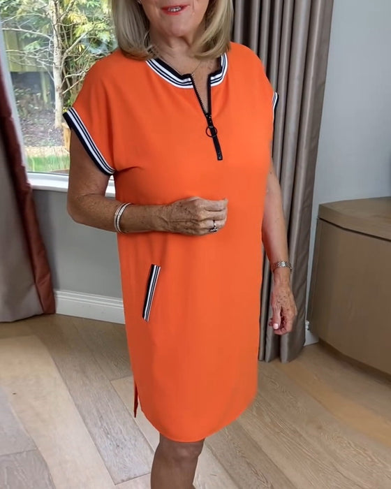 Half-zip Contrast Color Sports Dress