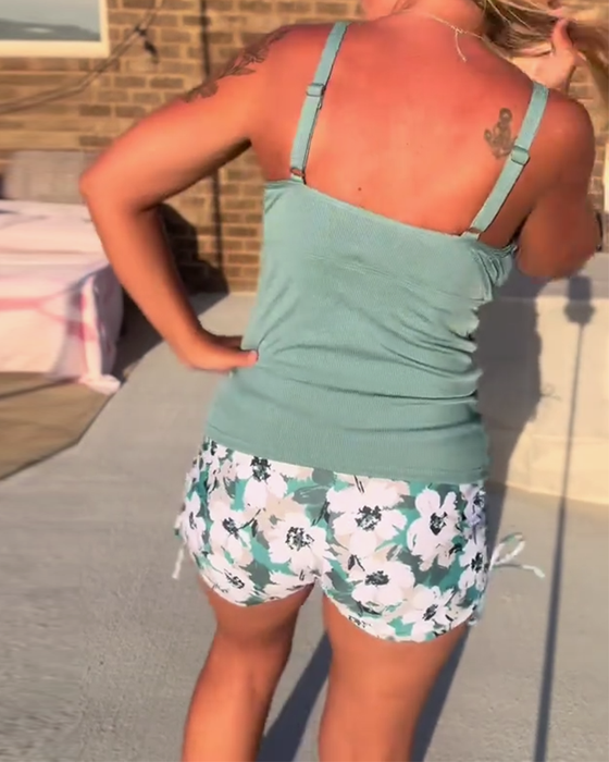 Casual Printed Two-Piece Swimsuit