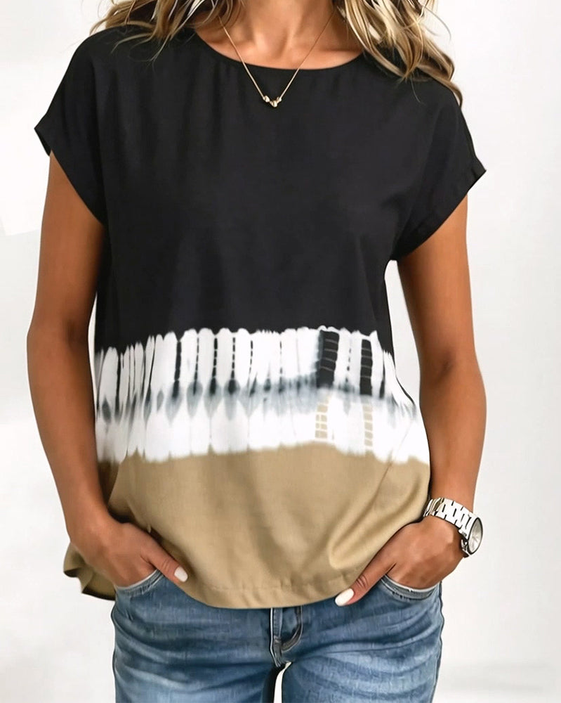 Gradient Print Casual Short Sleeve T-Shirt