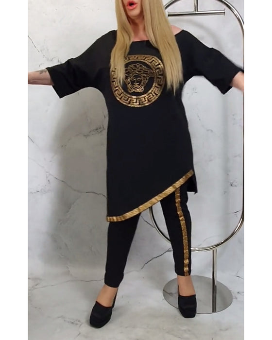 Casual printed irregular two-piece suit