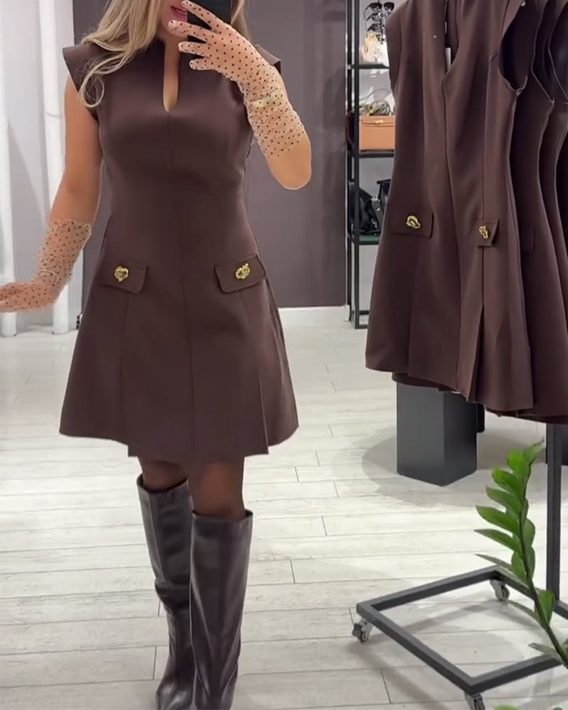 V-Neck Elegant Sleeveless Dress