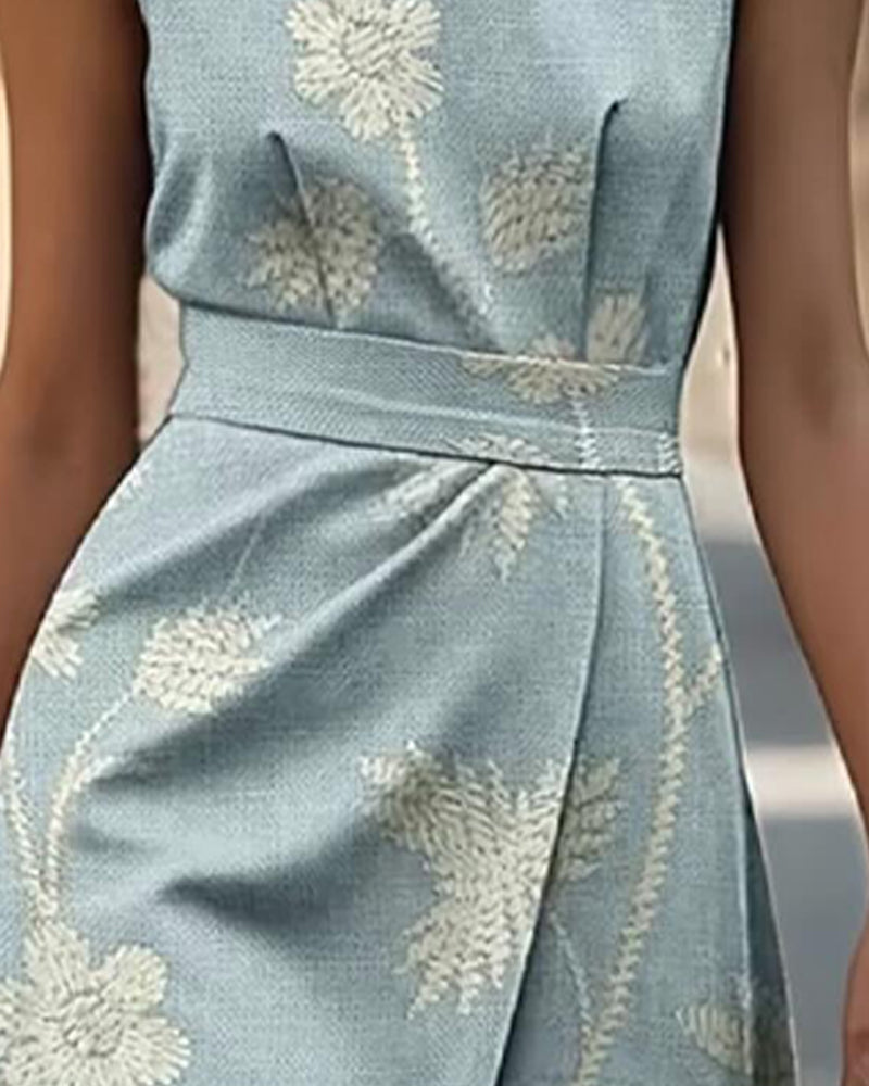 Waist-Cinching Sleeveless Dress