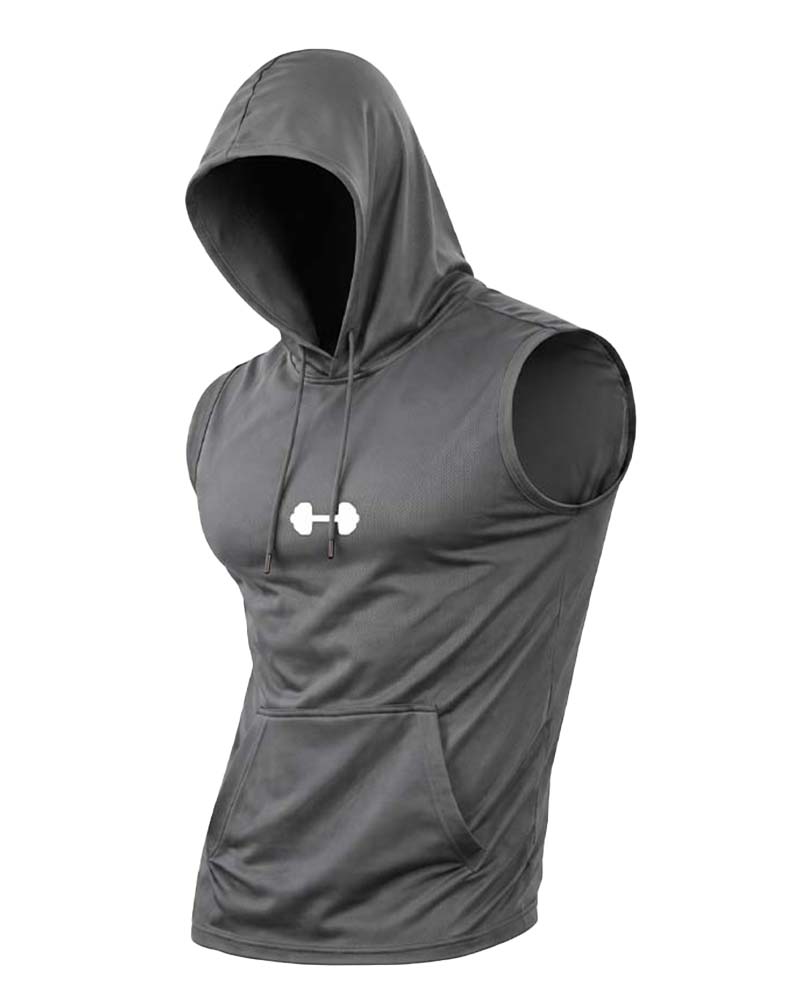 Hooded Sweatshirt Sleeveless Drawstring Tank Top