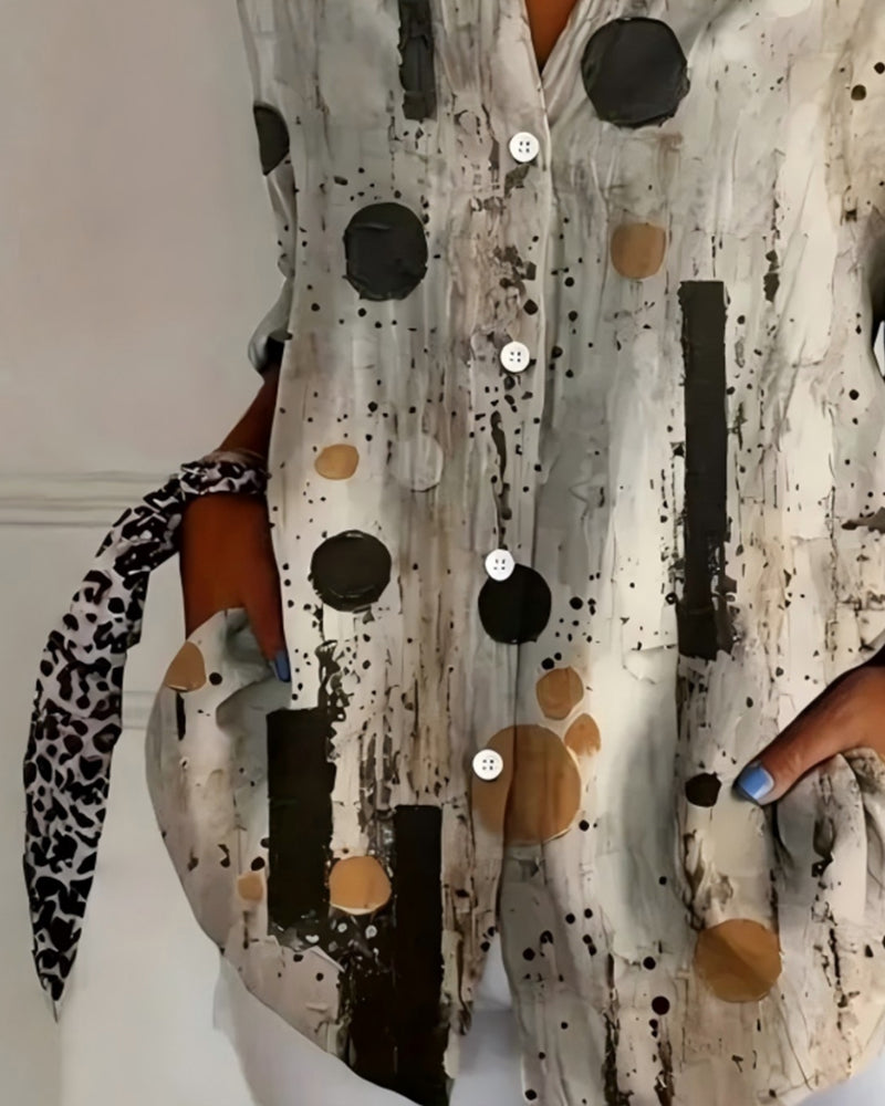 Polka Dot Fashion Collared Shirt