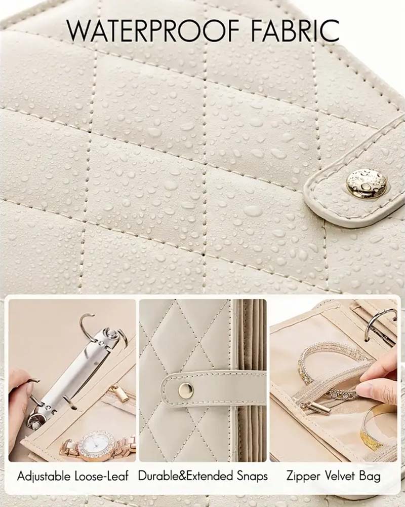 Luxury Quilted Cream Travel Organizer Easy Access Compartments Waterproof Gift For Her