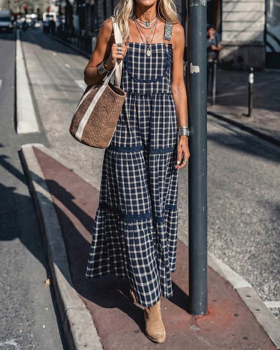 Camisole Plaid Patchwork Dress