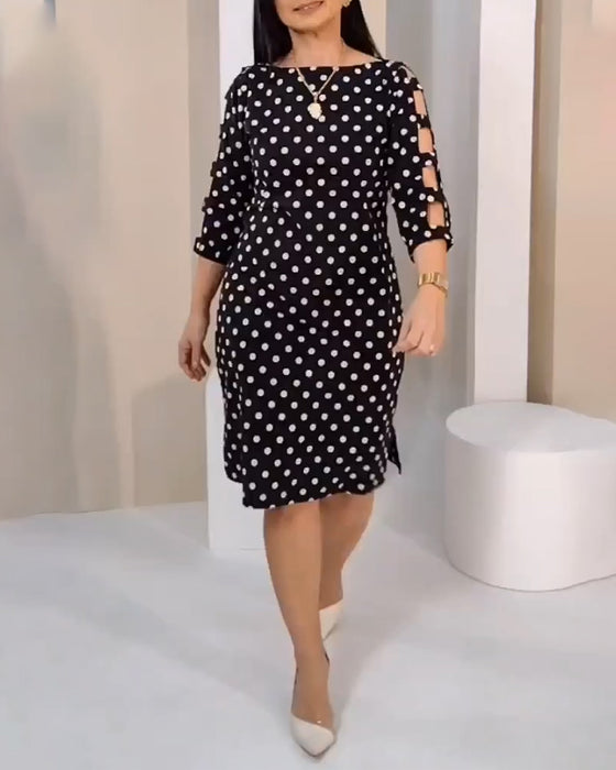 Round Neck Polka Dot Dress