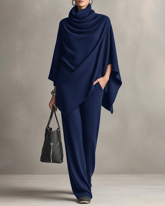 Turtleneck Top Wide-Leg Pants Set