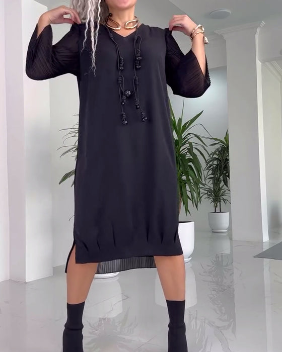 Solid color slit casual dress