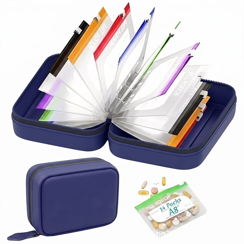Premium Waterproof PU Travel Pill Organizer Set