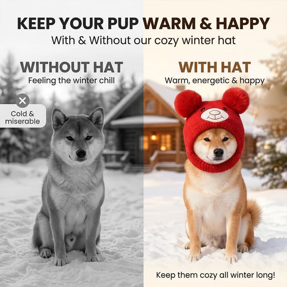 Large Dog Knitted Ear Scarf and Hat Set