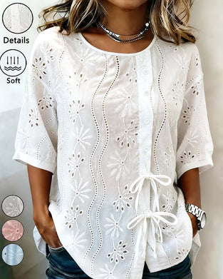 Side Tie Cut-Out Blouse