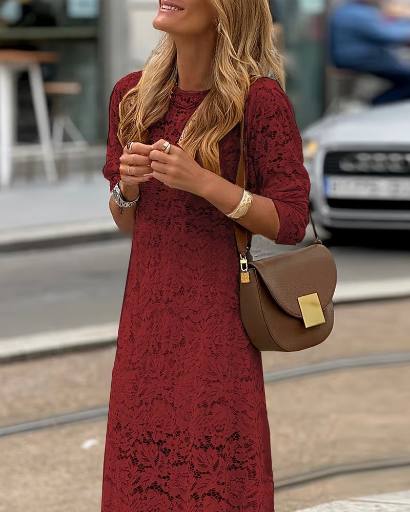 Elegant Solid Color Floor-Length Dress