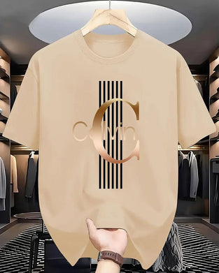 Letter Vertical Stripe Print Short Sleeve T-Shirt