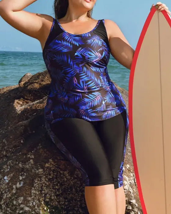 Vacation Print Sleeveless Tankini