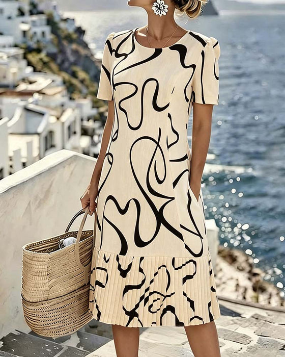 Casual Print Short Sleeve Dress