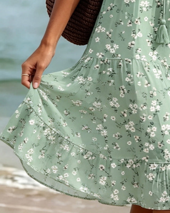 Floral V-Neck Strappy Dress