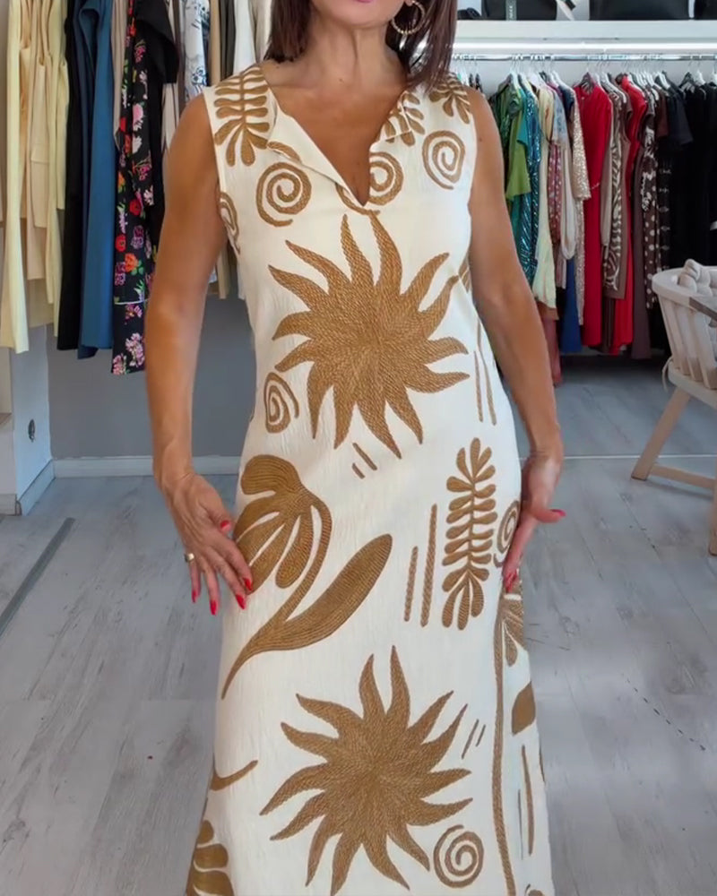 V-Neck Sleeveless Shift Dress